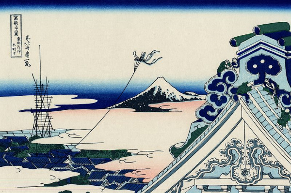 Hokusai - Thirty-six Views of Mount Fuji - Asakusa Hongan-ji temple in the Eastern capital