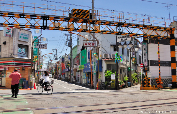 Japanese railway crossing near Kanegafuchi Station, Sumida, Tokyo