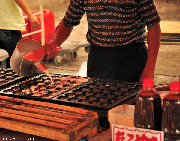 Cooking Takoyaki, Hozuki Ichi (Chinese Lantern Plant Fair), Senso-ji Temple, Tokyo