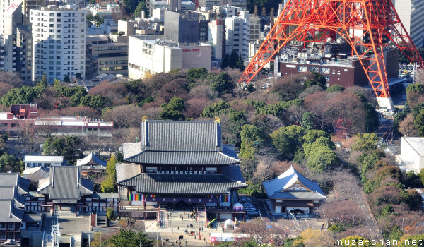Zojo-ji Temple, View from  World Trade Center Observatory, Tokyo