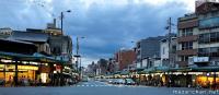 Wide angle night illumination on Shijo-dori, Kyoto