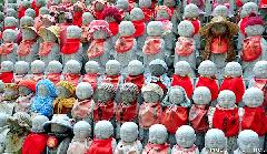 Hundreds of statues with hats