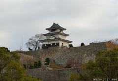 The impressive stone walls of Marugame castle