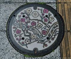 About Japan from... manhole covers, Ume blossoms of Mito