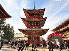 Original colored three-storied pagoda at Naritasan Temple