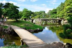 Wooden bridges in the Genkyu-en garden