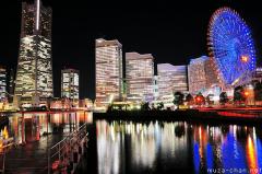 Simply beautiful Japanese scenes, Colorful lights in Yokohama