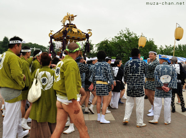 Traditional happi and fundoshi wearing at Japanese festivals, Tokyo