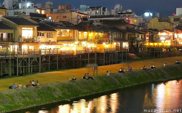 Traditional restaurants, Kamo river, Kyoto