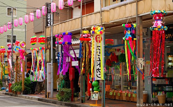 Tanabata decorations, Kappabashi Street, Asakusa, Tokyo