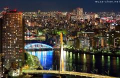 Tokyo Sumida river bird's eye night view