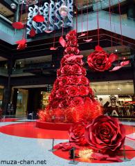 Merry Christmas! Grand Front Osaka Red Rose Blossom Christmas Tree