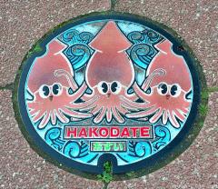About Japan from... manhole covers, Hakodate squid