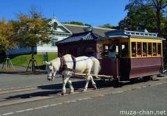 Horse-drawn tram at Historical Village Of Hokkaido