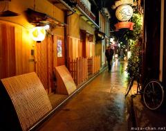 Simply beautiful Japanese scenes, traditional narrow street, Kyoto