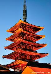Senso-ji pagoda night illumination