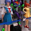 Rei, Asuka and Eva 01 statues at Tokyo Anime Center